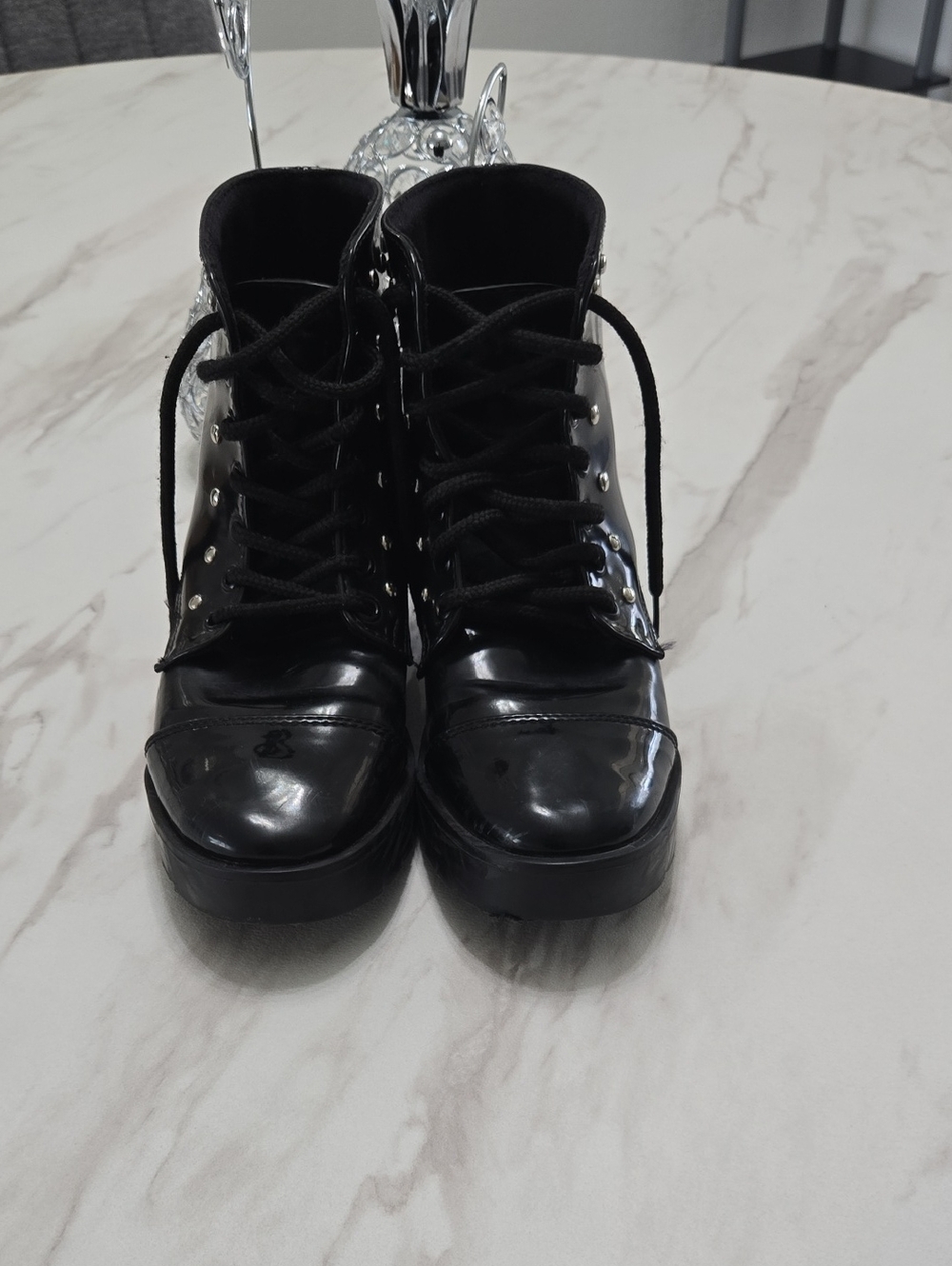 Classic Black Lace-Up Women's Platform Ankle Boots